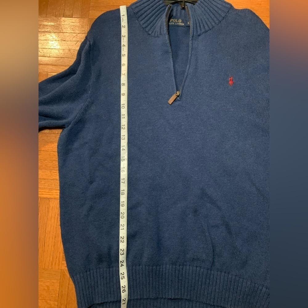 Polo by Ralph Lauren 1/4 zip Navy Sweater Men’s sz Large - Picture 6 of 7